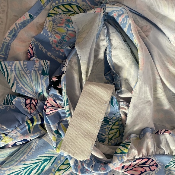 LILLY PULITZER Jessalynne Wrap Romper Blue Peri Lapis Lanterns - Picture 14 of 16